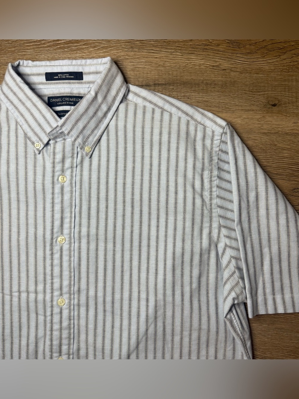 Daniel Cremieux Men's Short Sleeve Button-Down Stripe Shirt - Light Blue & Gray